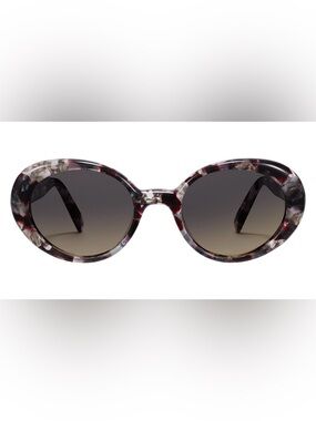 Warby Parker Renee sunglasses featuring a grey tortoise shell pattern